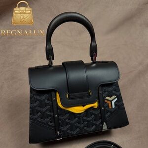 VIP GOYARD SAIGON STRUCTURED JET BLACK  & GOYARDINE CANVAS BAG - EXCELLENT COND